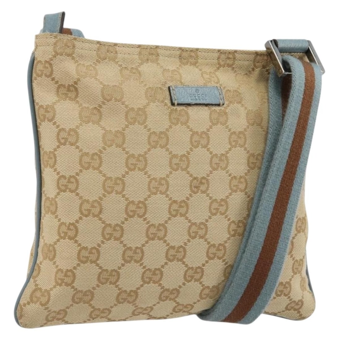 Gucci Sherry Line GG Canvas Beige Silver Shoulder Bag 146309: Gucci Sherry Line GG Canvas Beige Silver Shoulder Bag 146309 This GUCCI GG Canvas Sherry Line shoulder bag features a beige and silver color scheme with the iconic GG canvas exterior. Designed for wom