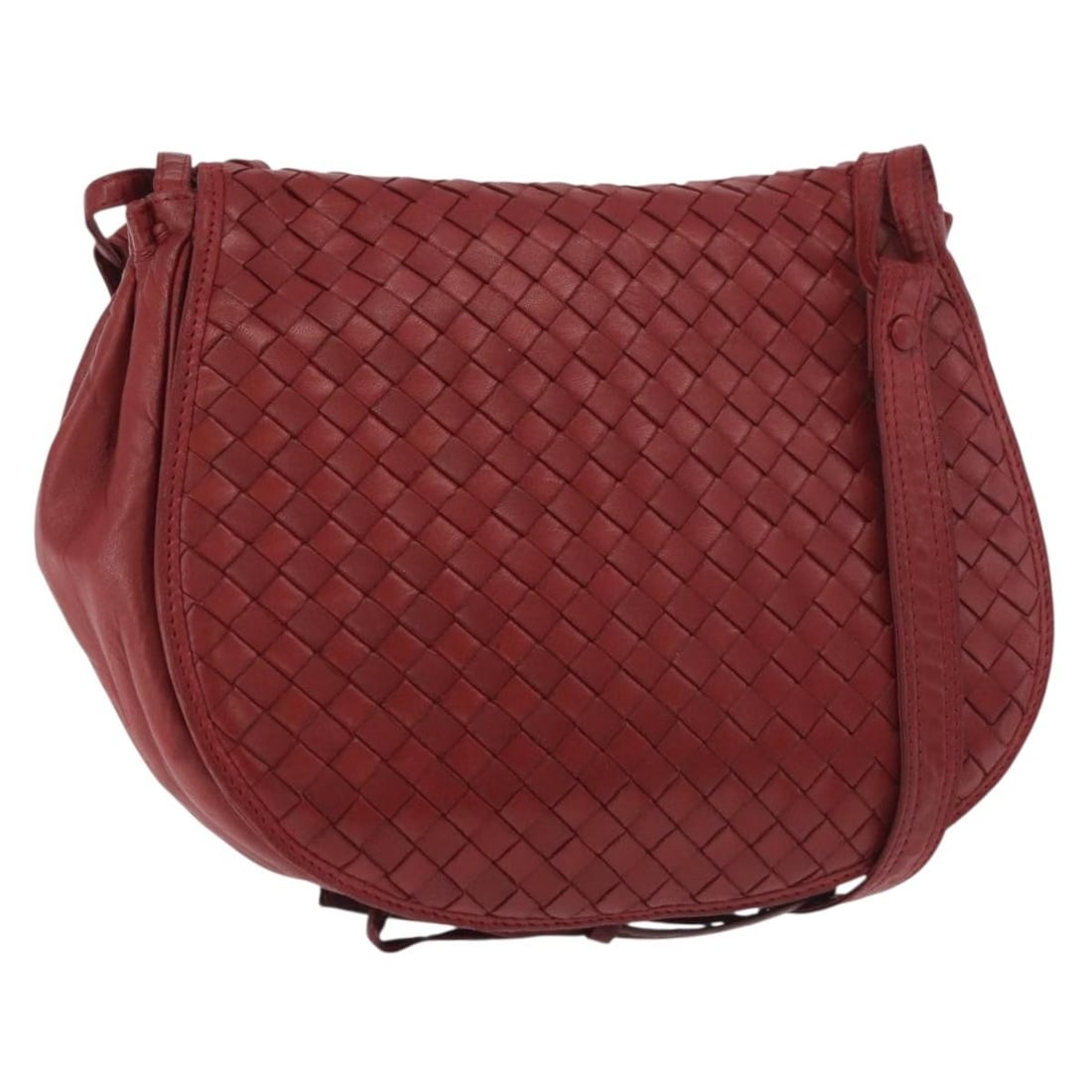 Bottega Veneta Intrecciato Red Leather Shoulder Bag Made in Italy: Bottega Veneta Intrecciato Red Leather Shoulder Bag Made in Italy Red leather shoulder bag in the Intrecciato style, made in Italy. The bag measures approximately 25 cm W x 22 cm H x 10 cm D, with a s