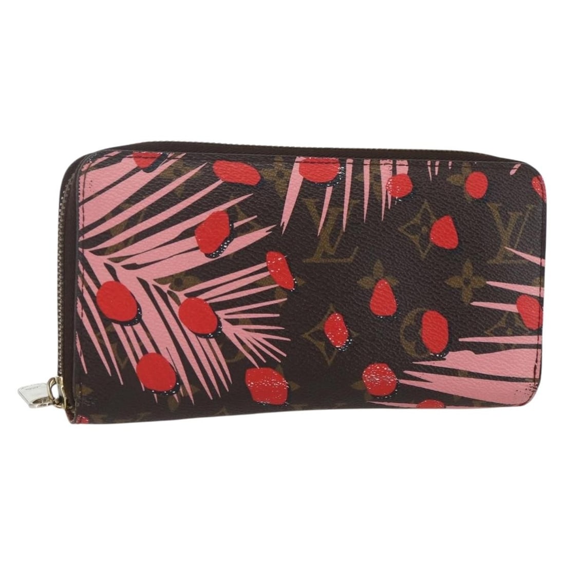 Louis Vuitton Zippy Monogram Jungle Dot Long Wallet in Red and Pink: Louis Vuitton Zippy Monogram Jungle Dot Long Wallet in Red and Pink This Louis Vuitton Monogram Jungle Dot Zippy Long Wallet features a vibrant red and pink color scheme on signature monogram canvas. 