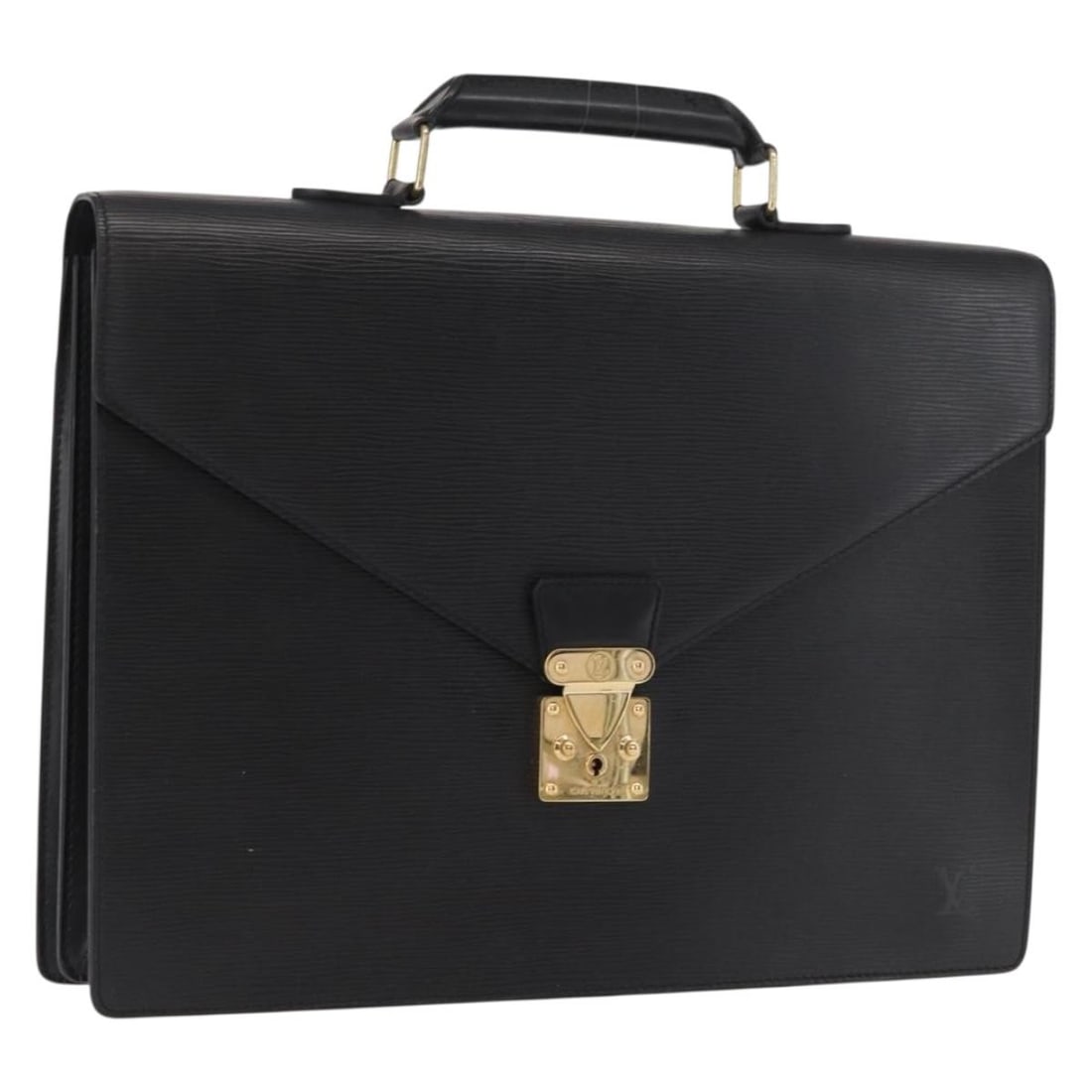 Black Epi Leather Business Bag Louis Vuitton Serviette Ambassador M54412: Black Epi Leather Business Bag Louis Vuitton Serviette Ambassador M54412 Louis Vuitton Epi Serviette Ambassador business bag in black Epi leather, made in France. This bag features a structured busine