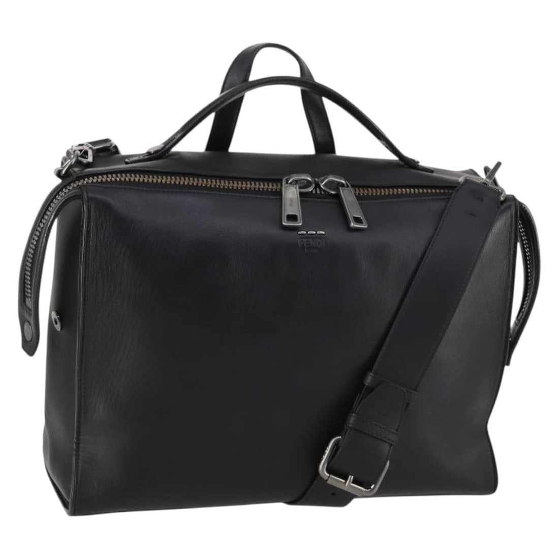 FENDI Black Leather 2-Way Hand Bag Made in Italy: FENDI Black Leather 2-Way Hand Bag Made in Italy This authentic Fendi handbag is crafted from high-quality leather in a classic black color. Designed for versatility, it features a shoulder strap that