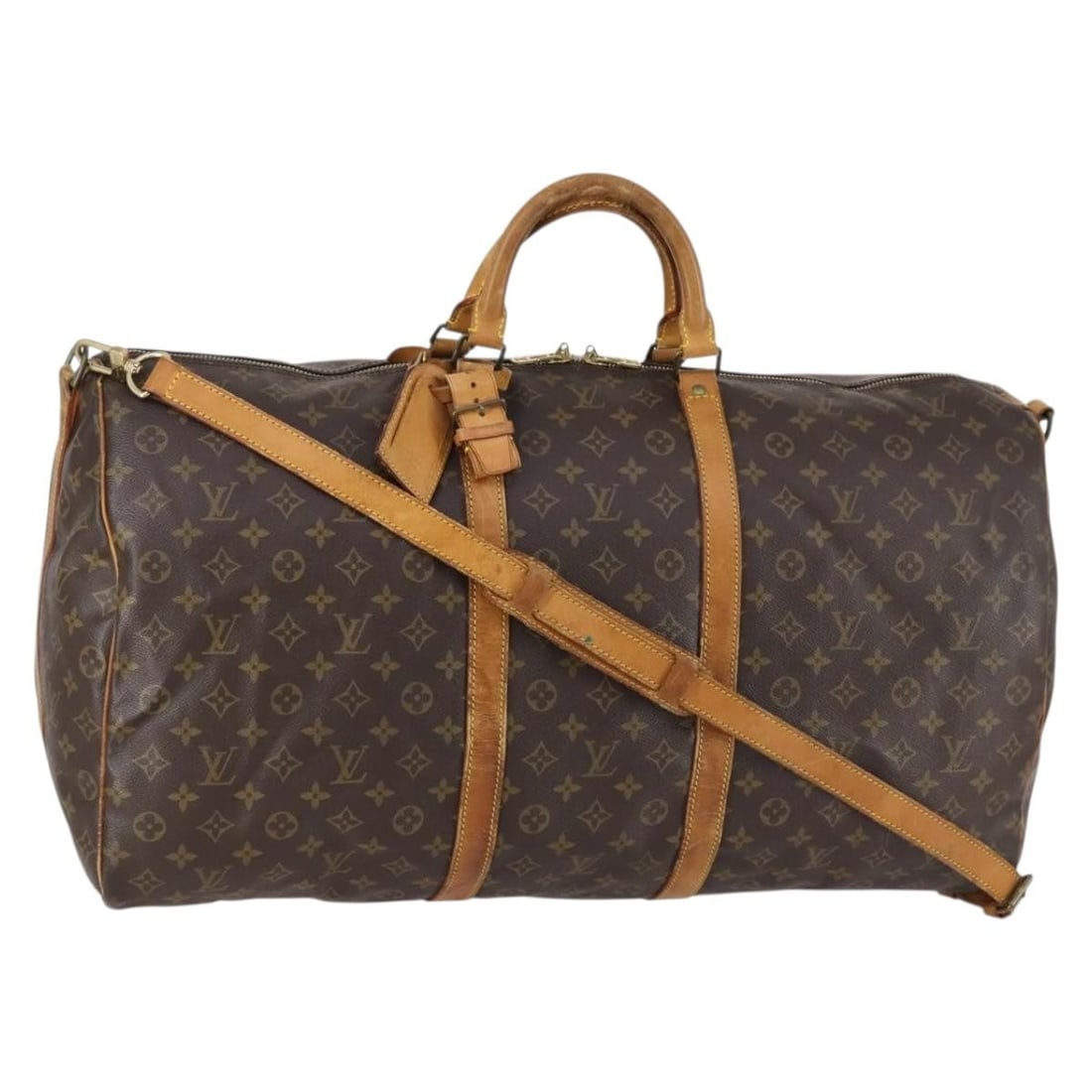 Louis Vuitton M41412 Keepall Bandouliere 60 Monogram Boston Bag: Louis Vuitton M41412 Keepall Bandouliere 60 Monogram Boston Bag Louis Vuitton Monogram Keepall Bandouliere 60 Boston Bag in Monogram Canvas, made in France. It includes a name tag, powanie, and should