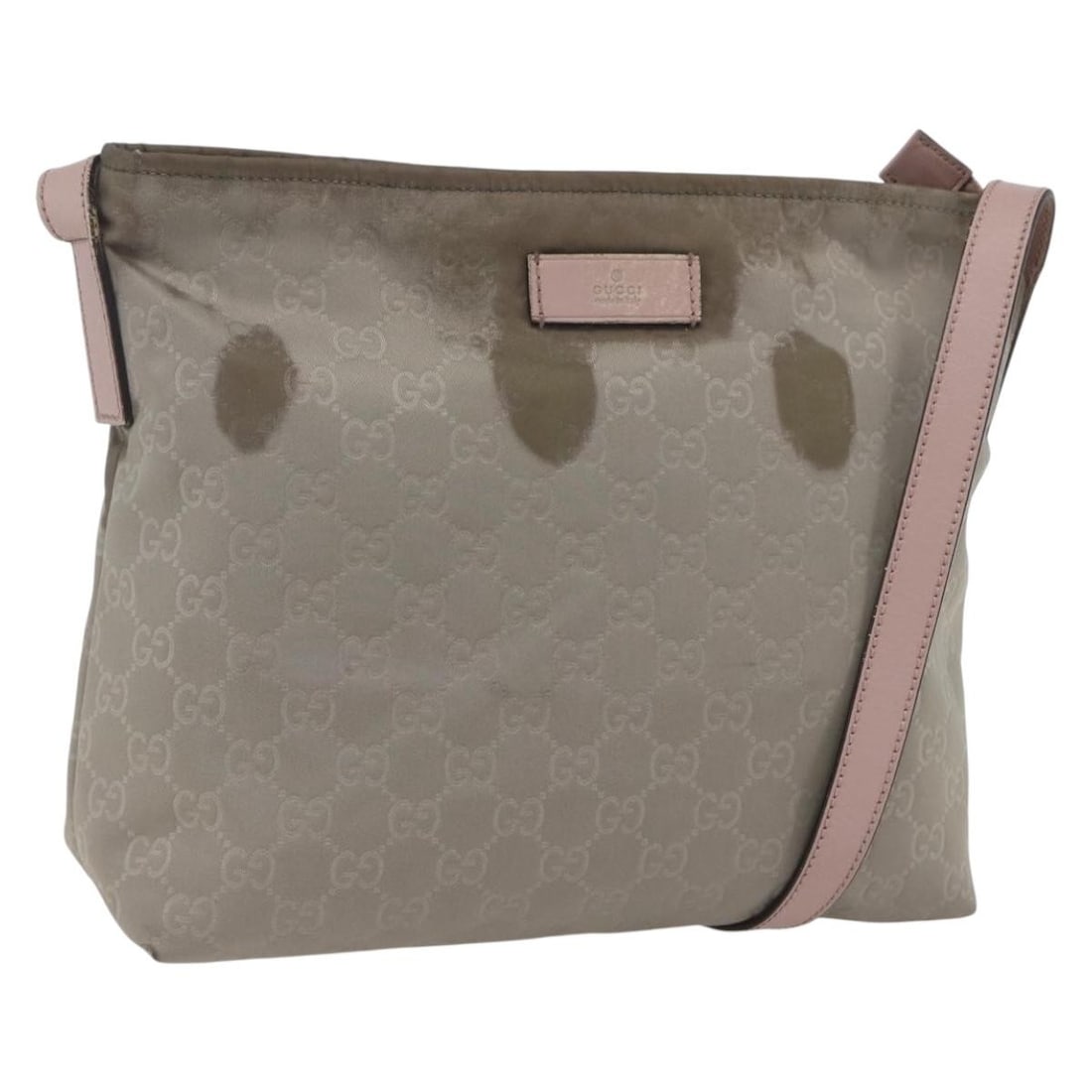 Gucci Nylon GG Canvas Khaki Silver Shoulder Bag Model 314529: Gucci Nylon GG Canvas Khaki Silver Shoulder Bag Model 314529 This is a GUCCI GG Canvas shoulder bag crafted from durable nylon in a khaki and silver colorway. Made in Italy, the bag features a structu