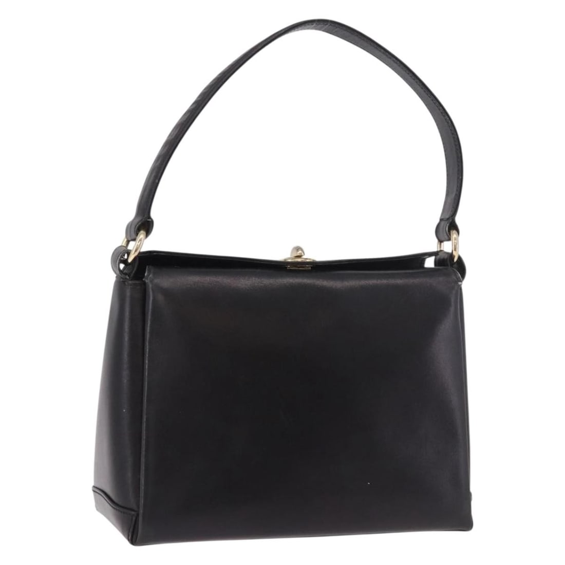 Gucci Black Leather Handbag Gold Tone Made in Italy: Gucci Black Leather Handbag Gold Tone Made in Italy GUCCI leather hand bag in black and gold, made in Italy. The bag measures approximately W26 x H20 x D11 cm, with a handle drop of approximately 19 c