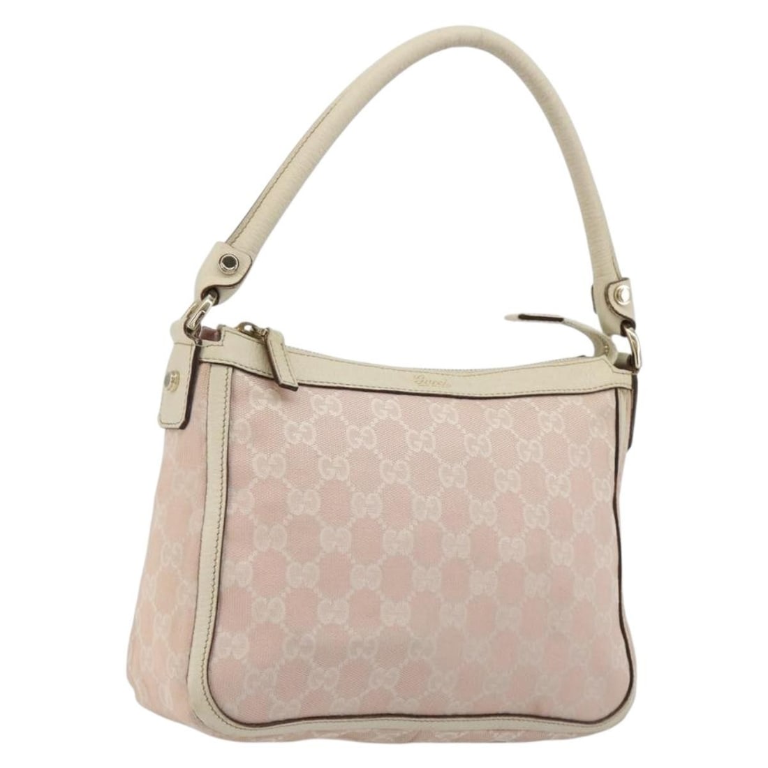 Gucci 146244 GG Canvas Shoulder Bag Pink Gold Tone: Gucci 146244 GG Canvas Shoulder Bag Pink Gold Tone Gucci shoulder bag in pink and gold GG Canvas, made in Italy. The bag measures approximately W24 x H19 x D7 cm, with a shoulder drop of approximately