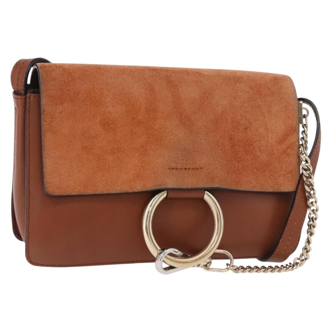 Chloe Fay Brown Suede Shoulder Bag Gold Tone Italy: Chloe Fay Brown Suede Shoulder Bag Gold Tone Italy Chloe Fay shoulder bag in brown suede with gold-tone accents. Made in Italy, this women's bag features the signature compact Fay silhouette with an a