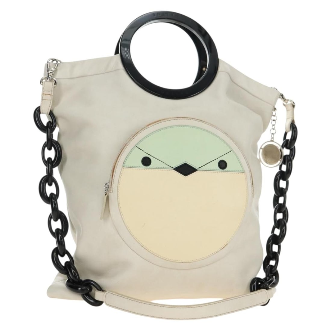 CELINE White Leather 2 Way Shoulder Bag with Chain Strap: CELINE White Leather 2 Way Shoulder Bag with Chain Strap CELINE chain shoulder bag in leather, presented in a white and silver colorway. This 2-way style comes with a dust bag and shoulder strap, and 