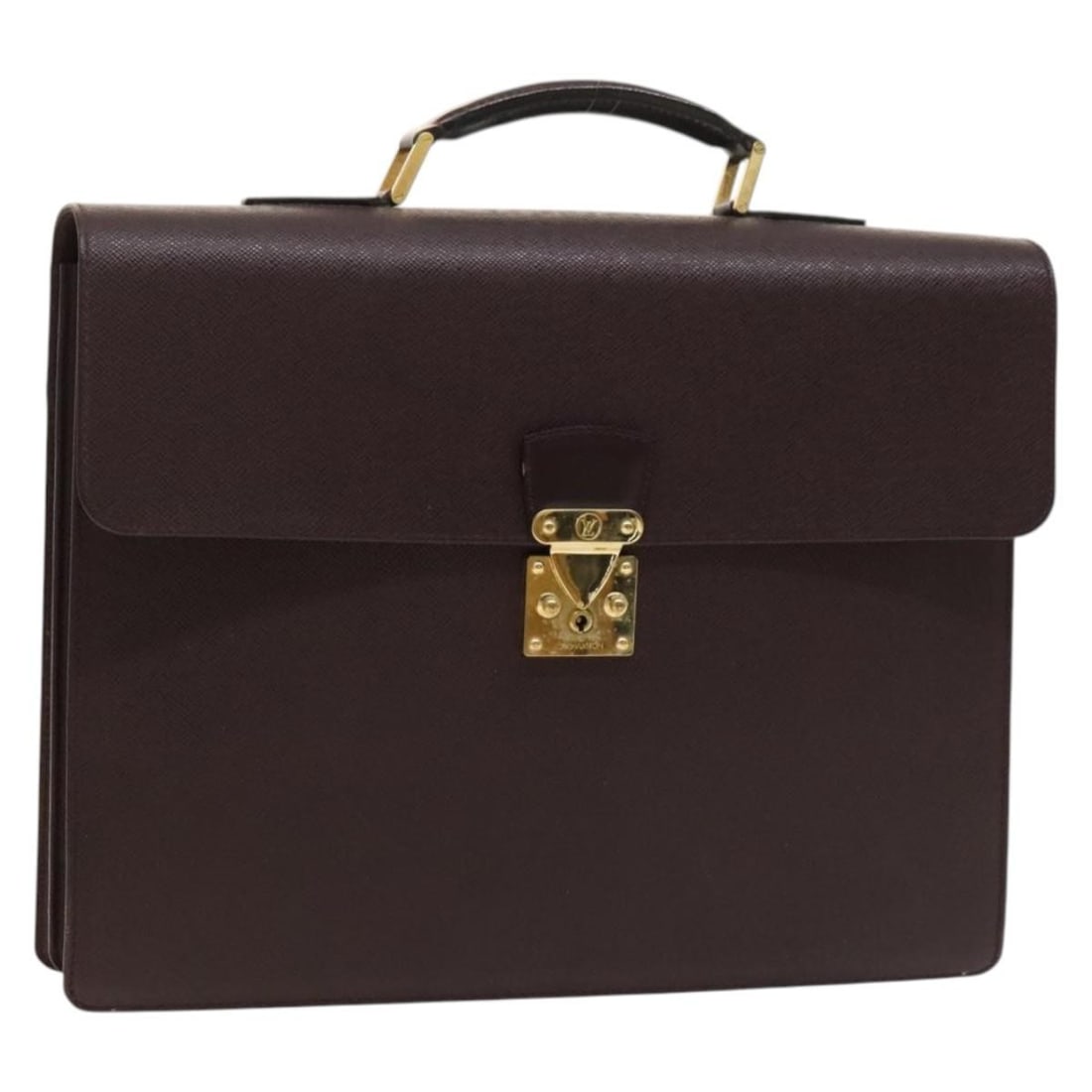 Louis Vuitton Taiga Acajou Leather Serviette Kourad Business Bag M30076: Louis Vuitton Taiga Acajou Leather Serviette Kourad Business Bag M30076 This Louis Vuitton Taiga Serviette Kourad business bag in Acajou is crafted from leather and features a sleek, professional desi
