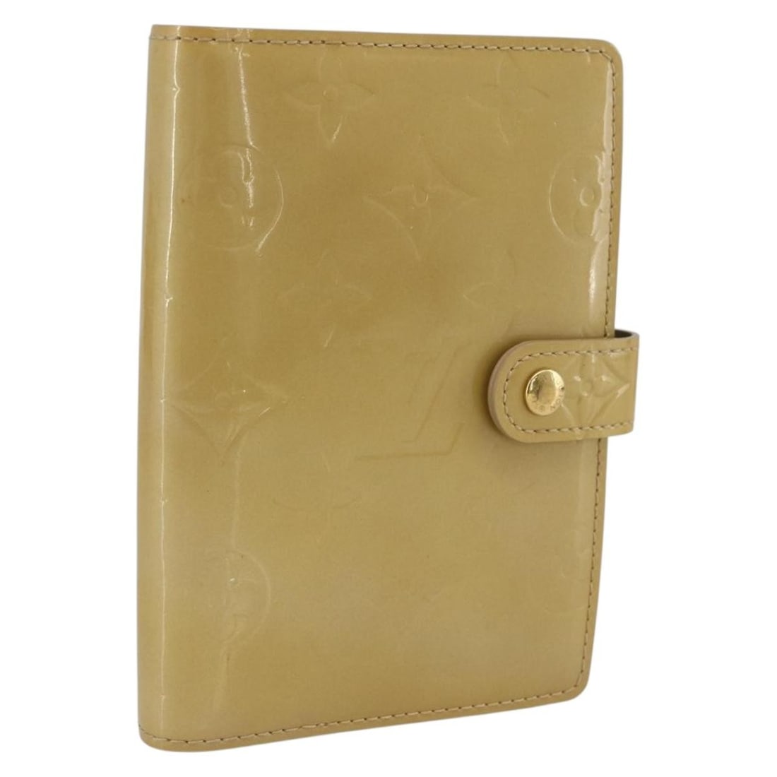 Louis Vuitton R21001 Vernis Agenda PM Beige Patent Leather Planner Cover: Louis Vuitton R21001 Vernis Agenda PM Beige Patent Leather Planner Cover Louis Vuitton Vernis Agenda PM day planner cover in beige patent leather, made in Spain. This women's accessory measures approx