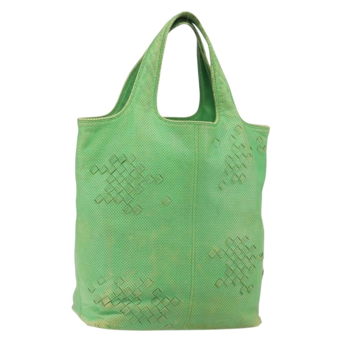Green Intrecciato Leather Tote by Bottega Veneta 131673 Italy: Green Intrecciato Leather Tote by Bottega Veneta 131673 Italy This Bottega Veneta Intrecciato tote bag features a green leather exterior and is crafted in Italy. The bag is designed with the iconic In