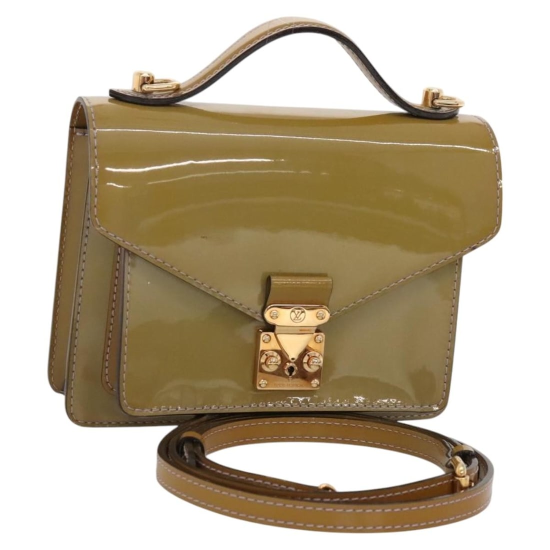Louis Vuitton Monceau BB 2way Hand Bag Veil Olive Vernis M91578: Louis Vuitton Monceau BB 2way Hand Bag Veil Olive Vernis M91578 Louis Vuitton Monogram Vernis Monceau BB is a 2-way women's handbag in Veil Olive patent leather, made in France. It comes with a should