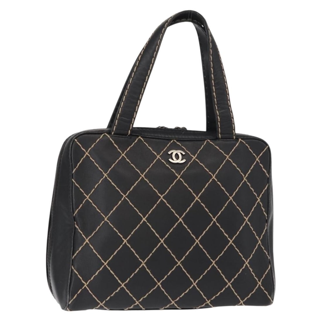 CHANEL Wild Stitch Black Lambskin Leather Hand Bag: CHANEL Wild Stitch Black Lambskin Leather Hand Bag CHANEL Wild Stitch hand bag in black lamb skin leather, made in Italy. This women's handbag features the Wild Stitch style and comes with the item sh