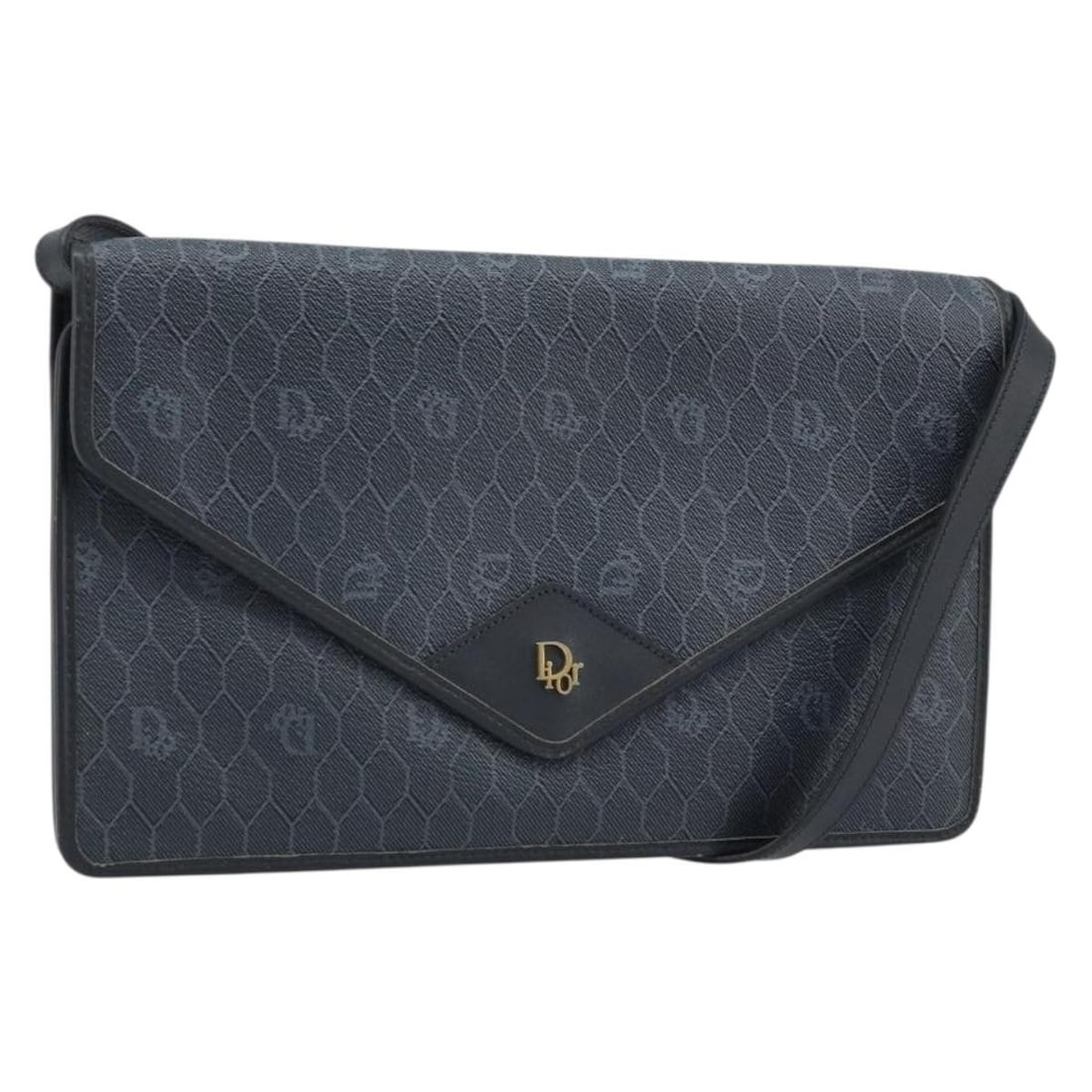Christian Dior Honeycomb Canvas PVC Leather Shoulder Purse Black Gold: Christian Dior Honeycomb Canvas PVC Leather Shoulder Purse Black Gold Authentic Christian Dior honeycomb canvas shoulder bag in black and gold. Made in France, this women's shoulder bag features PVC l