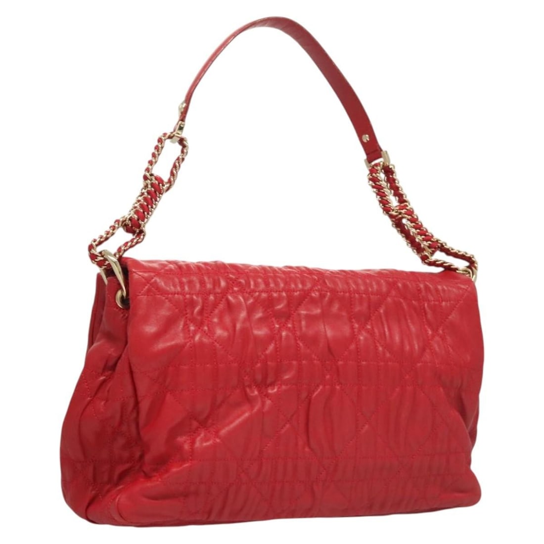 Christian Dior Cannage Lamb Skin Shoulder Bag Red Gold Tone: Christian Dior Cannage Lamb Skin Shoulder Bag Red Gold Tone Christian Dior Cannage shoulder bag in red lamb skin with gold-tone accents. Made in Italy, this women's shoulder bag is offered without the
