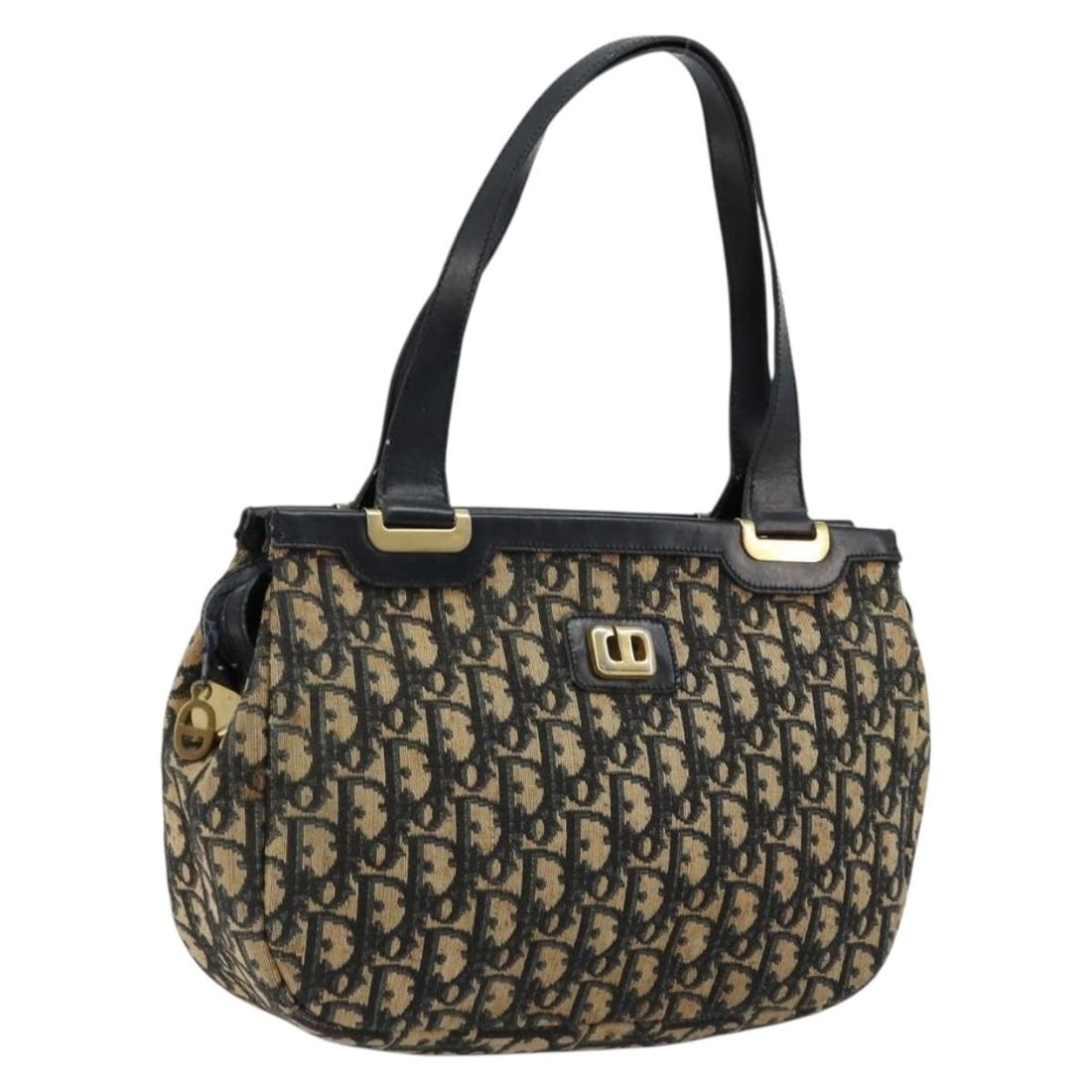 Christian Dior Trotter Canvas Hand Bag Navy Gold France: Christian Dior Trotter Canvas Hand Bag Navy Gold France Christian Dior Trotter Canvas Hand Bag in navy and gold. Made in France, this handbag is made from Trotter Canvas and measures approximately W28