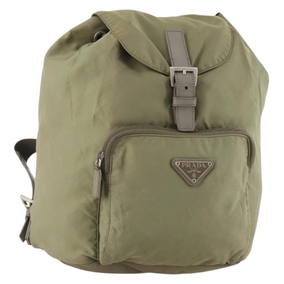 Prada Beige Nylon Women's Backpack with Silver Accents Made in Italy: Prada Beige Nylon Women's Backpack with Silver Accents Made in Italy This PRADA women's backpack features a beige and silver nylon exterior with silver-tone hardware. Designed for everyday use, it off