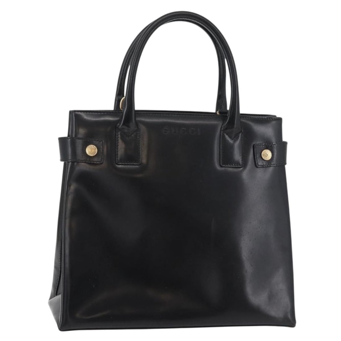 Gucci Patent Leather Black Gold Handbag 000 2404 0503: Gucci Patent Leather Black Gold Handbag 000 2404 0503 This GUCCI handbag is crafted from black and gold patent leather and features a structured silhouette. Designed for women, it includes top handles