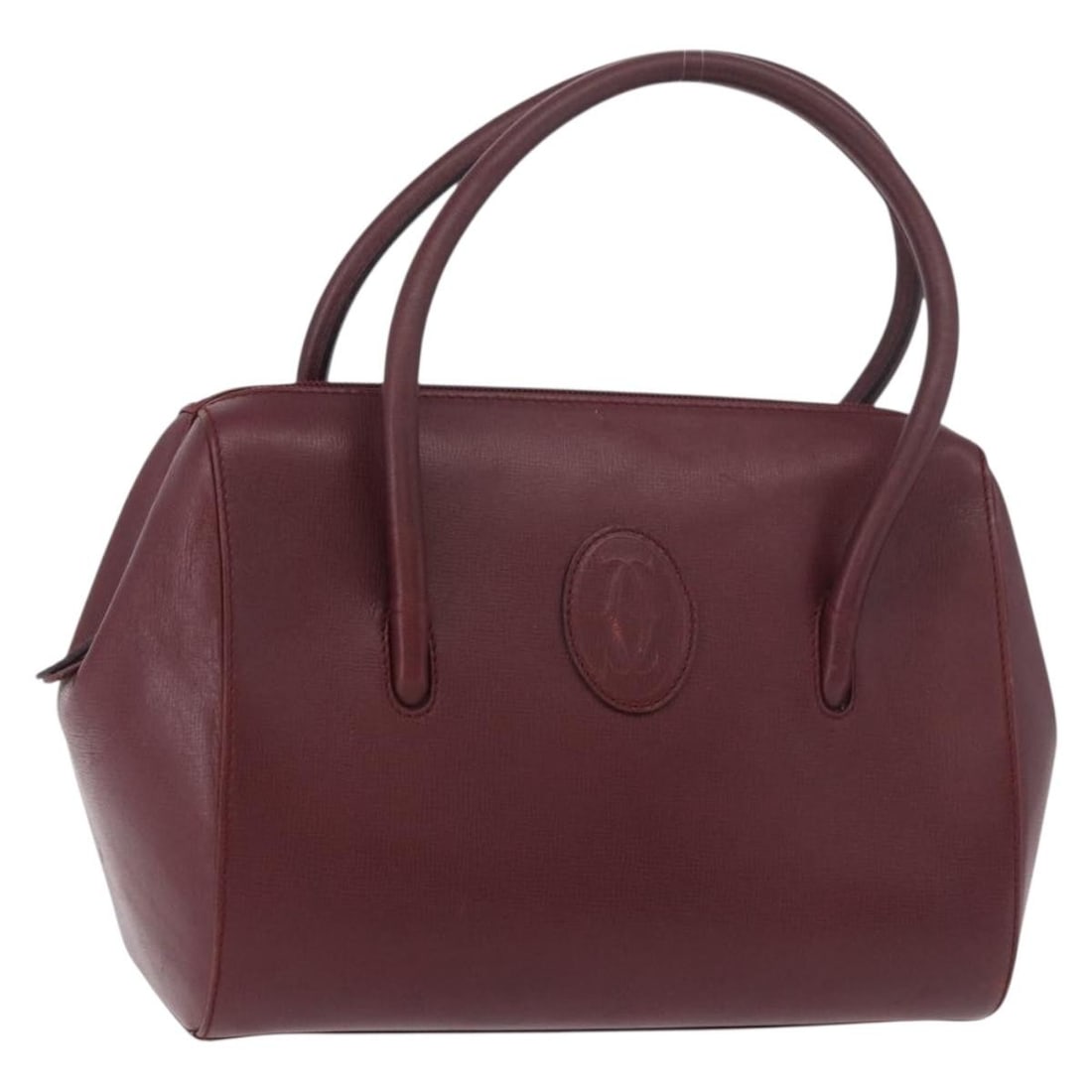 Cartier Must Line Leather Handbag Bordeaux Gold Tone with Guarantee Card: Cartier Must Line Leather Handbag Bordeaux Gold Tone with Guarantee Card A Cartier Must Line leather handbag in Bordeaux with gold-tone hardware. It comes with a guarantee card and is described as hea