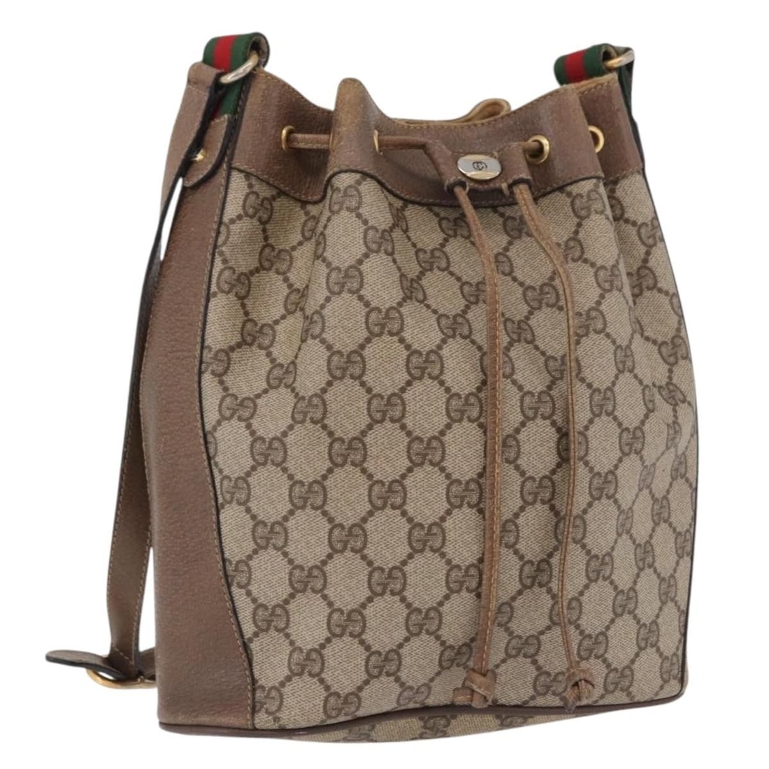 Gucci Sherry Line GG Supreme PVC Shoulder Bag Beige Gold: Gucci Sherry Line GG Supreme PVC Shoulder Bag Beige Gold Gucci GG Supreme Web Sherry Line shoulder bag in beige/gold, made from PVC leather and GG canvas. Made in Italy, this bag measures approximatel