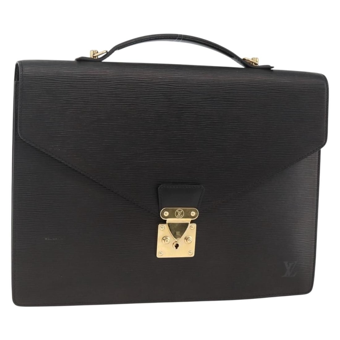 Louis Vuitton Epi Black Porte Documents Briefcase M54462: Louis Vuitton Epi Black Porte Documents Briefcase M54462 This Louis Vuitton Epi Porte Documents Bandouliere briefcase in black is crafted from Epi leather and features a structured silhouette. Designe