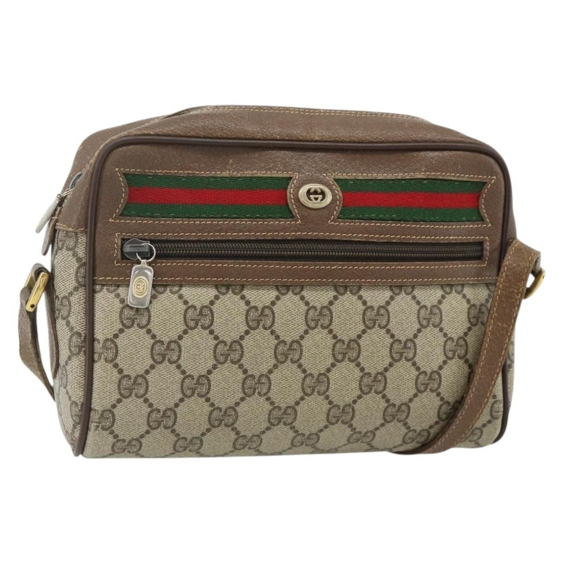 Gucci Sherry Line GG Supreme PVC Shoulder Bag Beige Gold: Gucci Sherry Line GG Supreme PVC Shoulder Bag Beige Gold This Gucci Sherry Line shoulder bag is crafted from PVC leather and GG canvas in a beige and gold colorway. It features a shoulder strap and wa