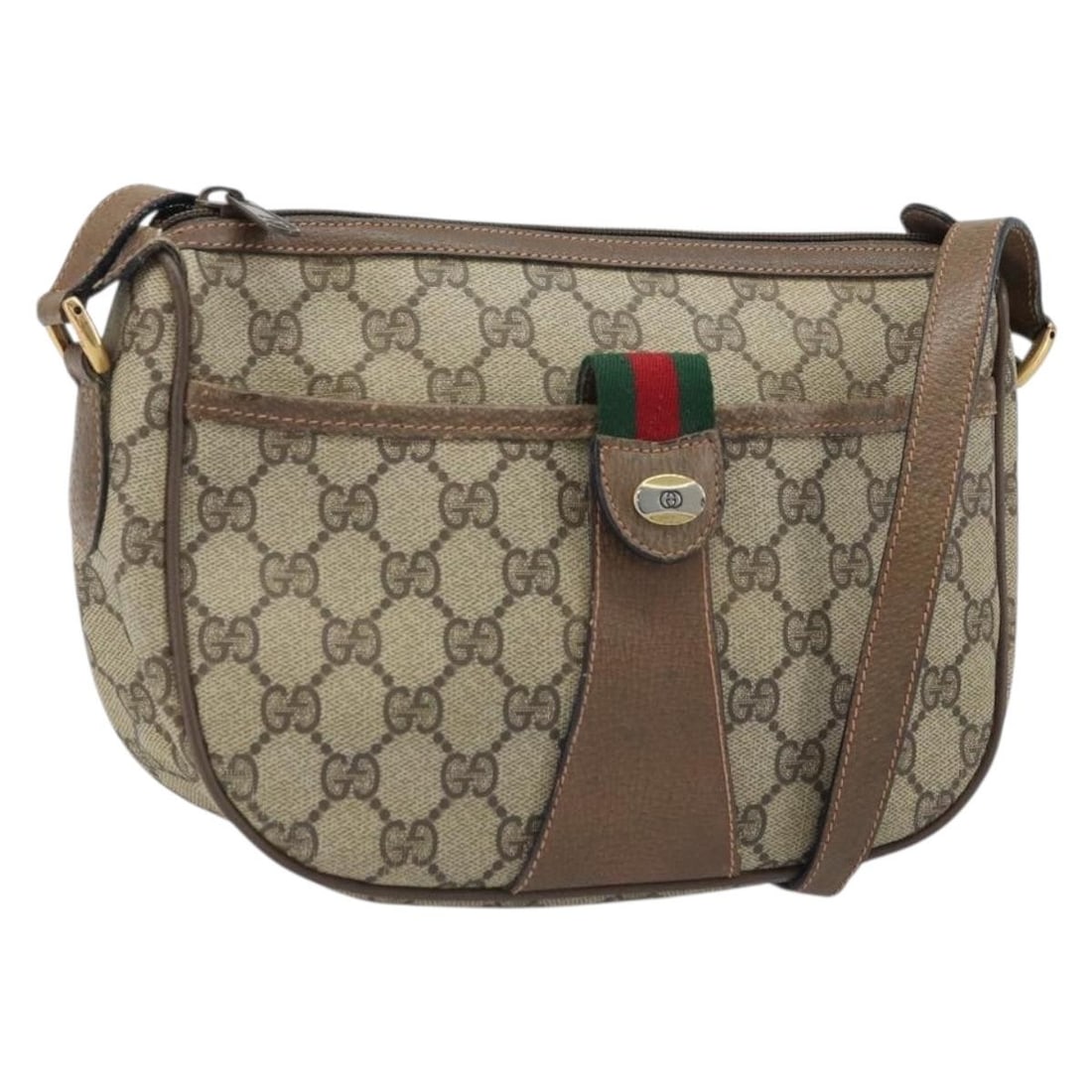 Gucci Sherry Line GG Supreme Beige PVC Shoulder Bag 89 02 032: Gucci Sherry Line GG Supreme Beige PVC Shoulder Bag 89 02 032 This GUCCI GG Supreme Web Sherry Line shoulder bag features a beige and gold PVC leather and GG canvas exterior. Designed for women, the b