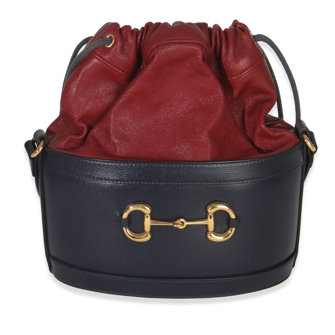 Gucci Horsebit 1955 Red and Navy Leather Bucket Crossbody Shoulder Bag (1 of 9)