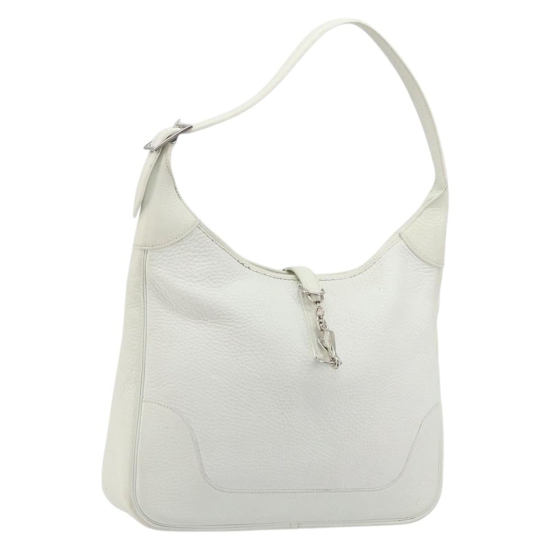 Hermes Trim 35 White Leather Shoulder Bag Silver Tone (1 of 18)