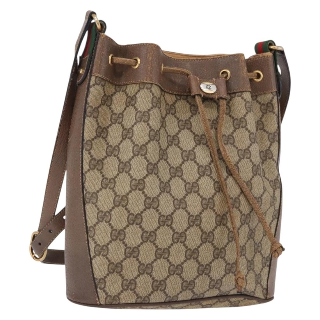 Gucci Sherry Line GG Supreme PVC Shoulder Bag Beige Gold: Gucci Sherry Line GG Supreme PVC Shoulder Bag Beige Gold Gucci GG Supreme Web Sherry Line shoulder bag in beige and gold, made from PVC leather and GG canvas. It features a shoulder strap and was made