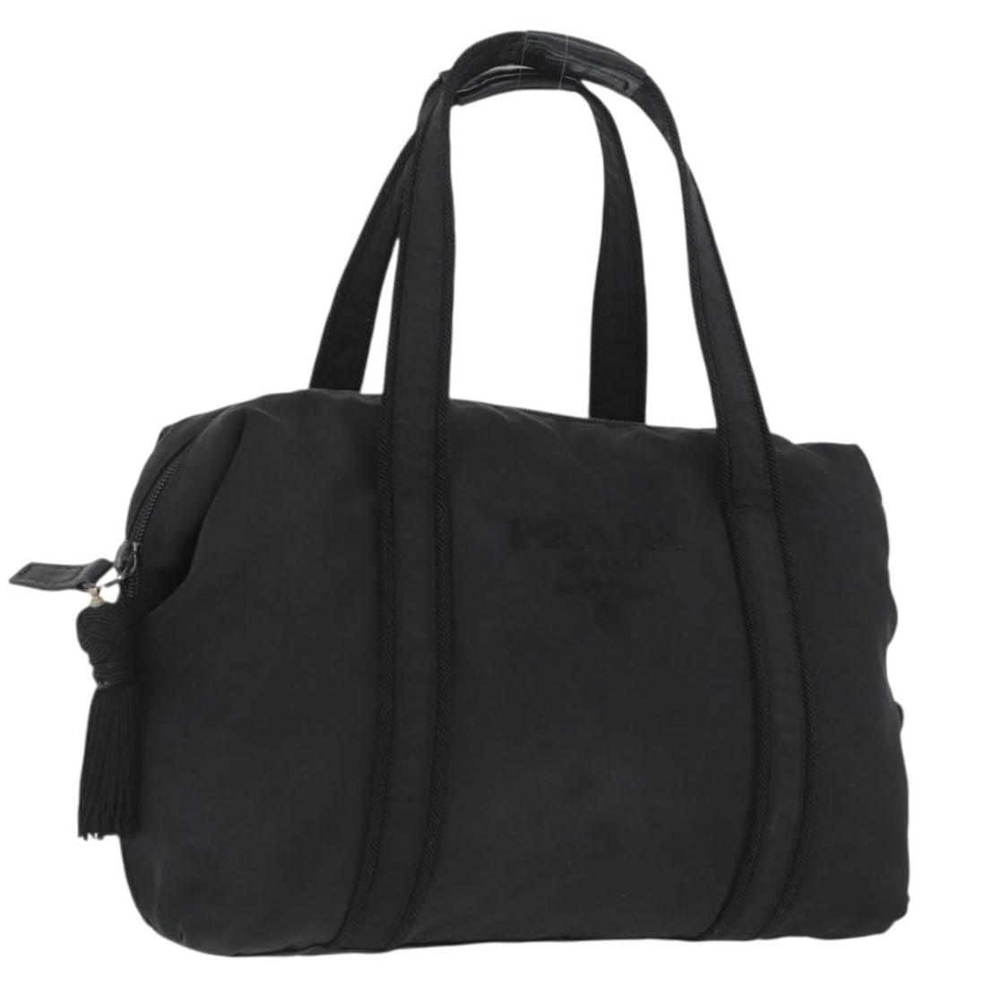 Prada Black Nylon Women's Handbag Silver Accents Italy BA10929: Prada Black Nylon Women's Handbag Silver Accents Italy BA10929 This PRADA handbag is crafted from black nylon with silver-tone accents, offering a functional and stylish design for women. The bag feat