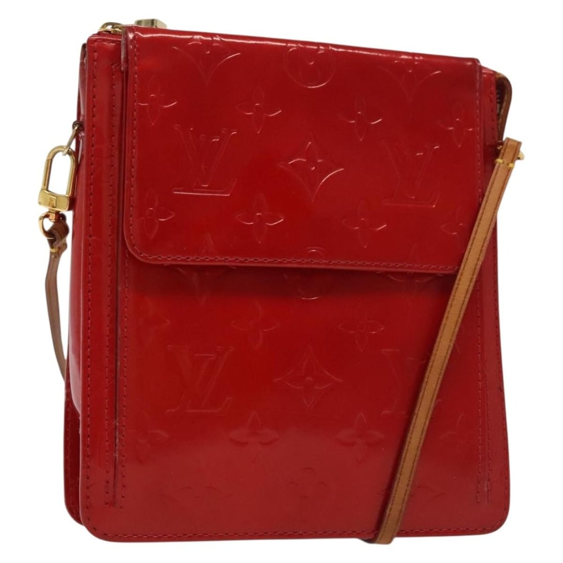 Louis Vuitton Monogram Vernis Red Accessory Pouch M91137 Authenticated: Louis Vuitton Monogram Vernis Red Accessory Pouch M91137 Authenticated This authentic LOUIS VUITTON Monogram Vernis Motto Accessory Pouch in a striking red hue is crafted from high-quality patent leat