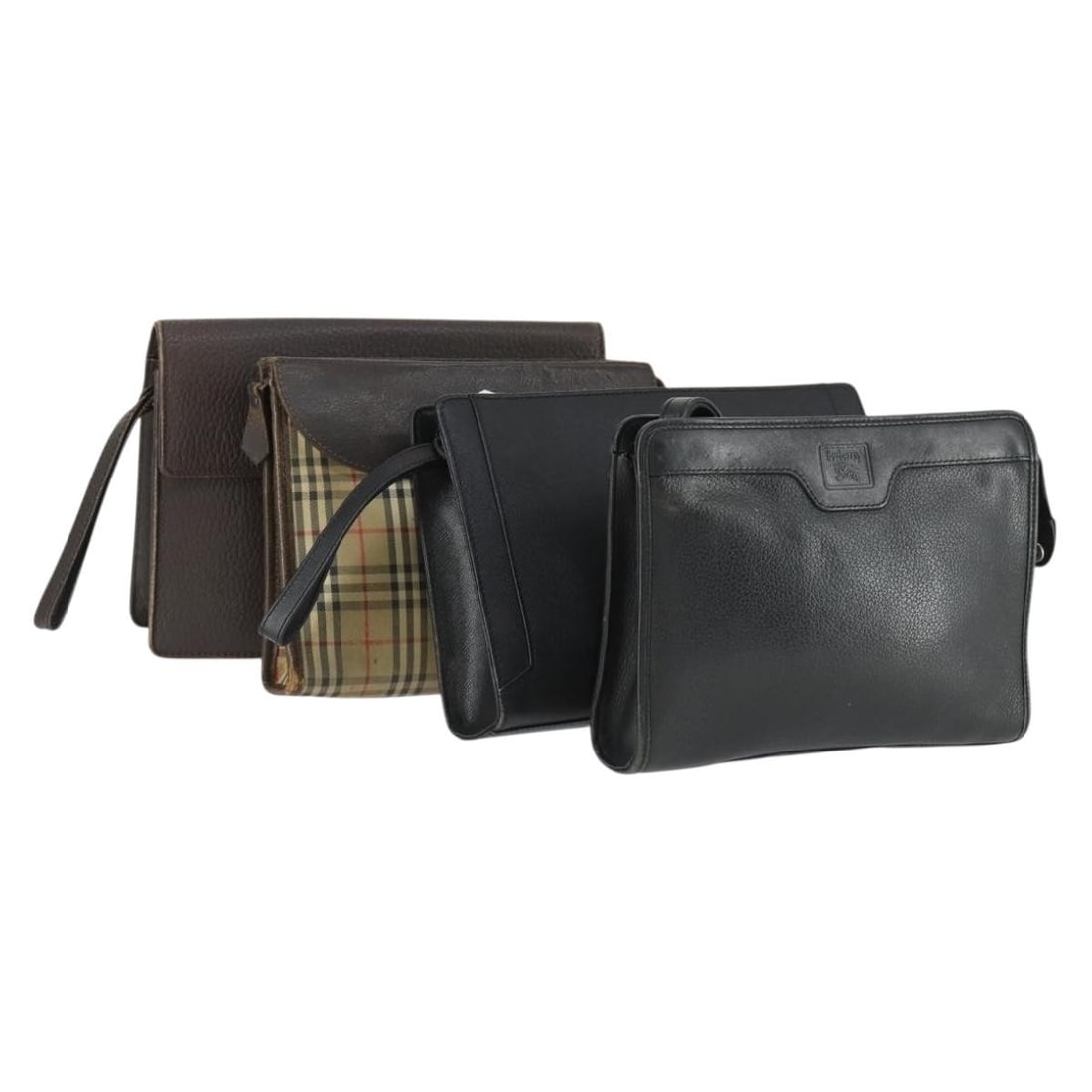 4 Piece Burberry Leather Canvas Clutch Bag Bundle Black Beige: 4 Piece Burberry Leather Canvas Clutch Bag Bundle Black Beige Set of 4 Burberry women's clutch bags in black and beige leather and canvas. Made in Italy. This bundle includes only the items shown in t