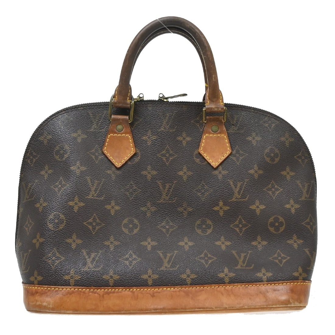 Louis Vuitton Alma Monogram Canvas Handbag M51130 Brown: Louis Vuitton Alma Monogram Canvas Handbag M51130 Brown Vintage Louis Vuitton Alma handbag in Monogram canvas with leather trim and double handles. This medium handbag features a zip closure, brown ca