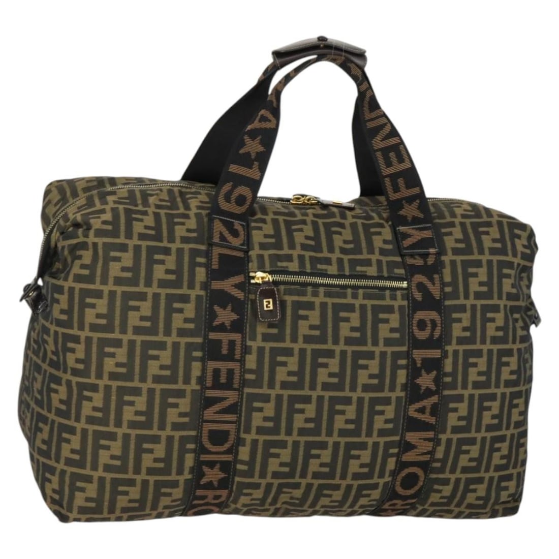 FENDI Zucca Canvas Tote Bag Black Brown Gold Italy: FENDI Zucca Canvas Tote Bag Black Brown Gold Italy FENDI tote bag in Zucca Canvas with a black, brown, and gold exterior. Made in Italy, this women's Boston-style bag measures approximately 18.5 x 13.