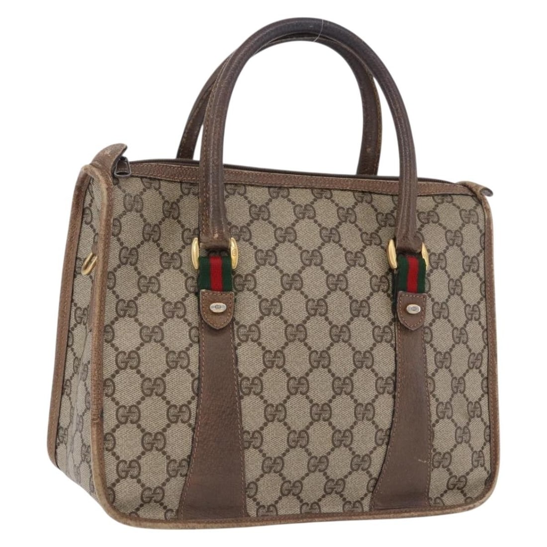 Gucci Sherry Line GG Supreme PVC Handbag Beige Gold 41 02 039: Gucci Sherry Line GG Supreme PVC Handbag Beige Gold 41 02 039 Gucci GG Supreme Web Sherry Line handbag in beige and gold, made from PVC leather and GG canvas. This style is made in Italy and comes wit