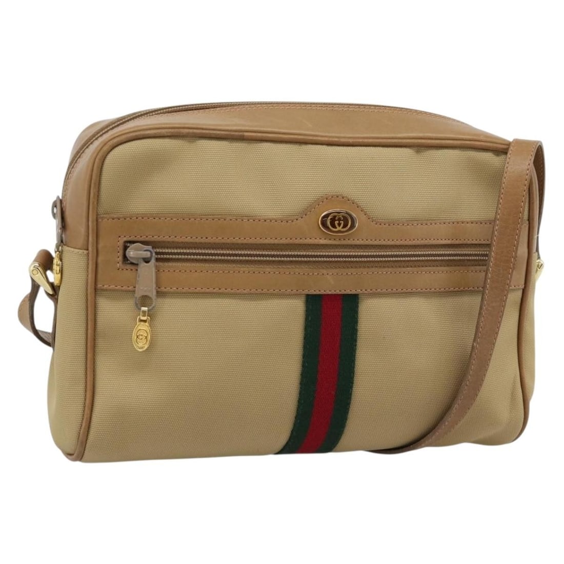 GUCCI 010 378 canvas shoulder bag beige red gold Web Sherry Line: GUCCI 010 378 canvas shoulder bag beige red gold Web Sherry Line Gucci Web Sherry Line shoulder bag in beige, gold, and red canvas, made in Italy. This women's shoulder bag measures approximately 25 c