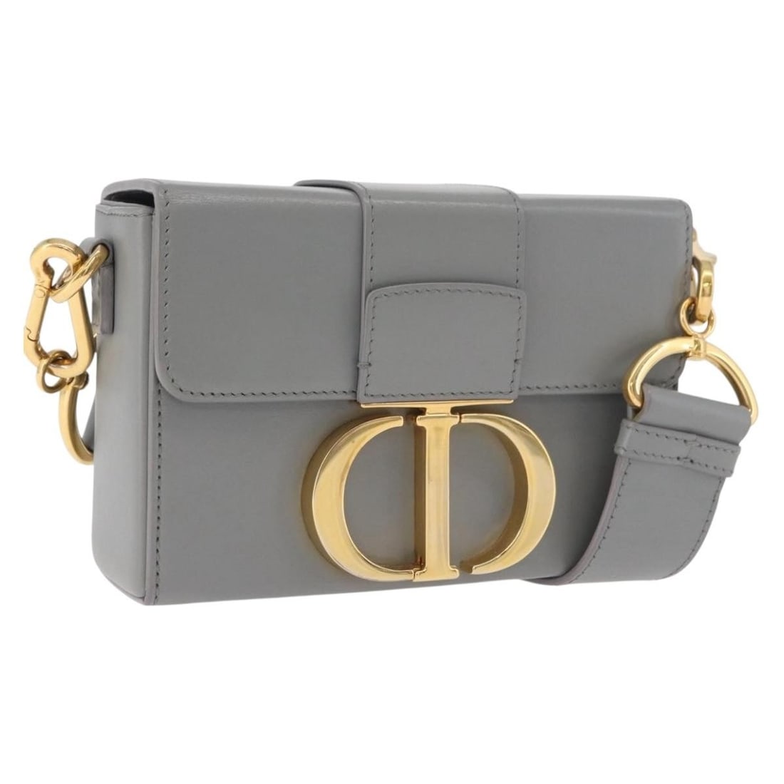 Christian Dior 30 Montaigne Gray Leather Shoulder Bag Gold Tone: Christian Dior 30 Montaigne Gray Leather Shoulder Bag Gold Tone A Christian Dior 30 Montaigne shoulder bag in gray and gold leather, made in Italy. This pre-owned bag is presented in heavily used cond