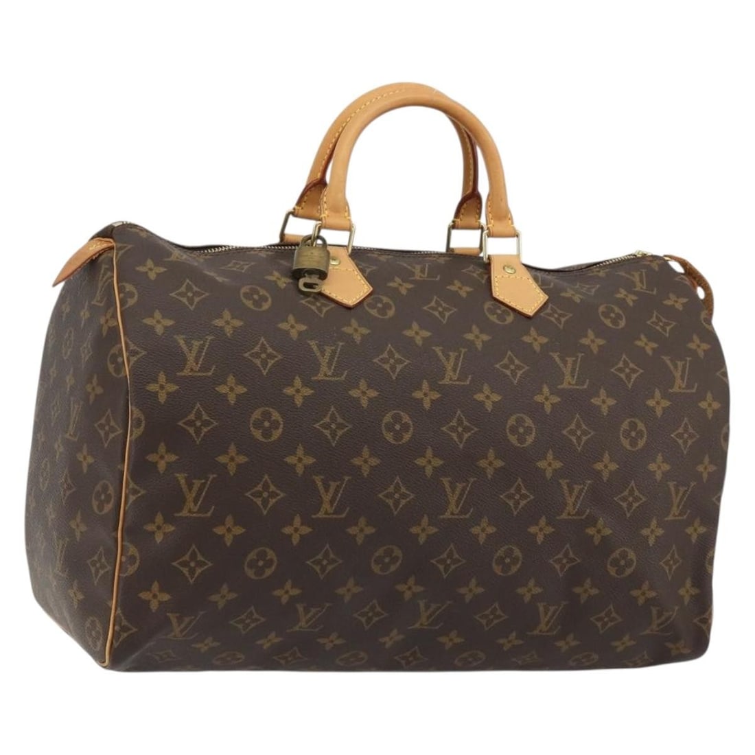 Louis Vuitton M41522 Speedy 40 Monogram Canvas Handbag with Padlock Key: Louis Vuitton M41522 Speedy 40 Monogram Canvas Handbag with Padlock Key Louis Vuitton Speedy 40 hand bag in Monogram Canvas, made in France. This women's bag features the classic Monogram color and in