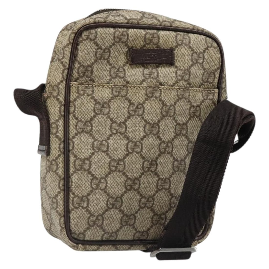 Gucci 12275 GG Supreme PVC Leather Shoulder Bag Beige Silver: Gucci 12275 GG Supreme PVC Leather Shoulder Bag Beige Silver Gucci shoulder bag in beige and silver GG canvas with PVC leather trim. This women's bag is made in Italy and features an adjustable should