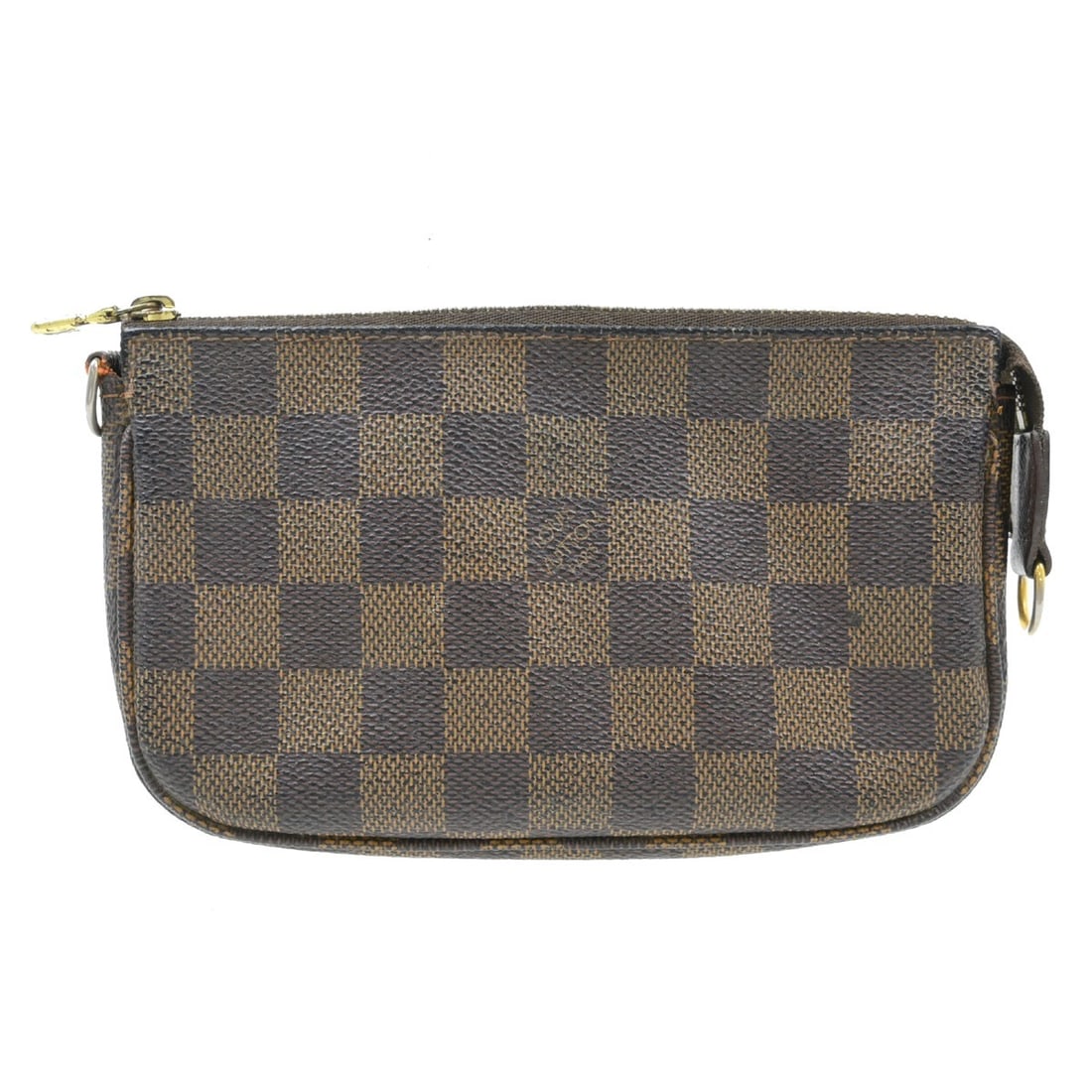 Louis Vuitton Bucket Attached Pouch Mini Handbag Damier Brown DU1024: Louis Vuitton Bucket Attached Pouch Mini Handbag Damier Brown DU1024 Vintage Louis Vuitton bucket attached pouch handbag in brown Damier canvas and leather. This mini top-handle bag features a zip clo