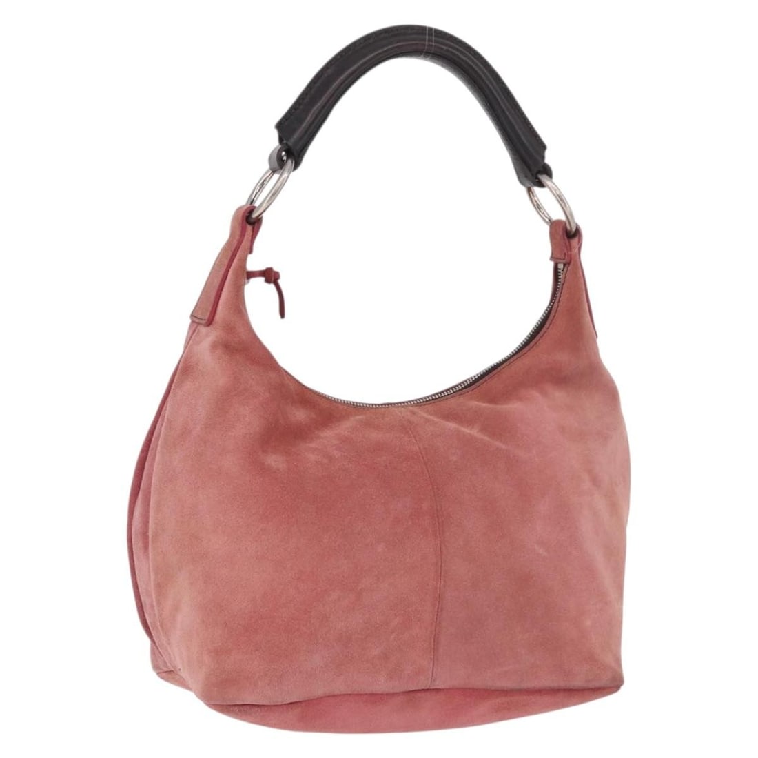 Miu Miu pink suede shoulder bag with silver tone accents: Miu Miu pink suede shoulder bag with silver tone accents Authentic Miu Miu shoulder bag in pink and silver suede, made in Italy. This women's bag has a softly structured silhouette with a shoulder str