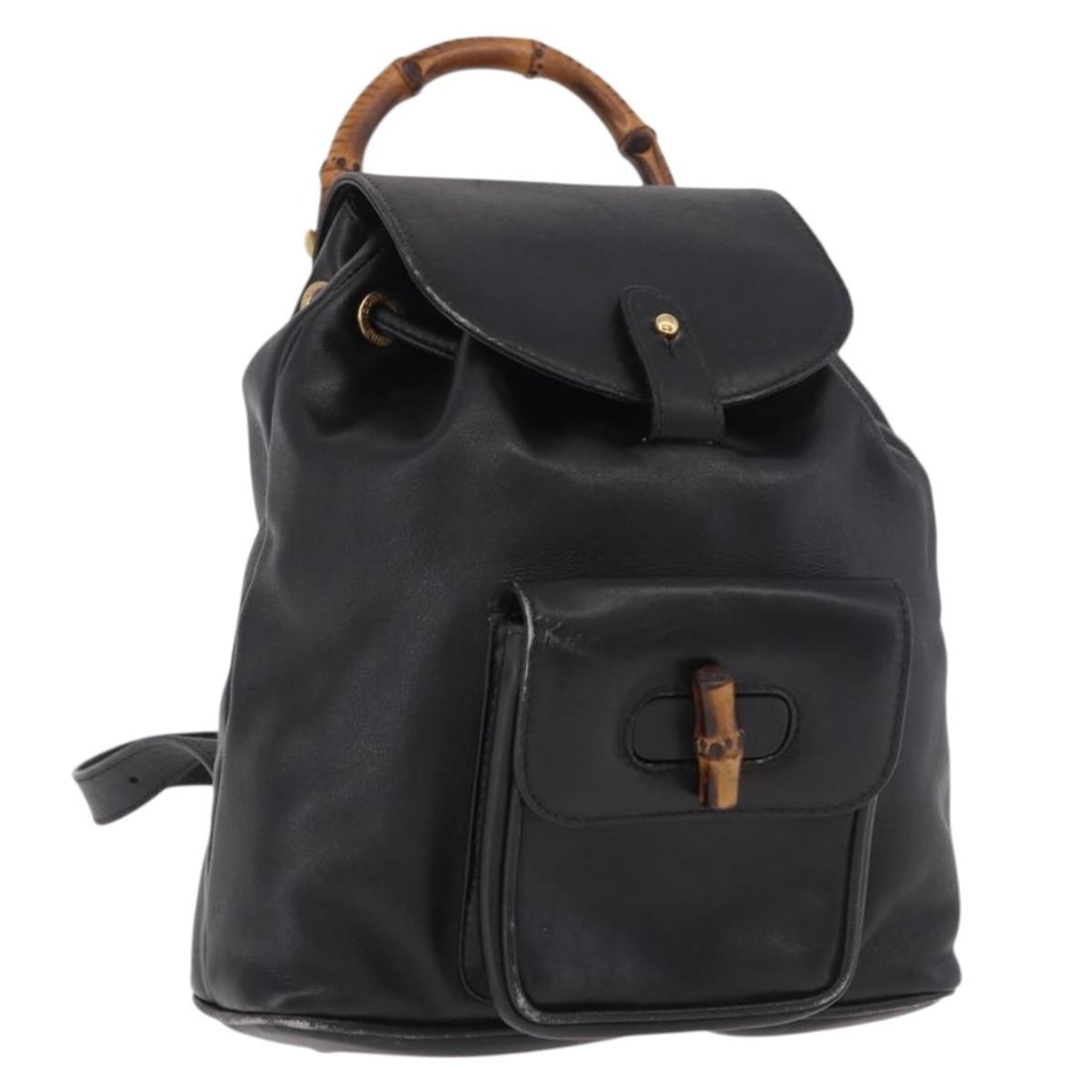 Gucci Bamboo Leather Backpack Black Gold Tone 003 2034 0030 (1 of 18)