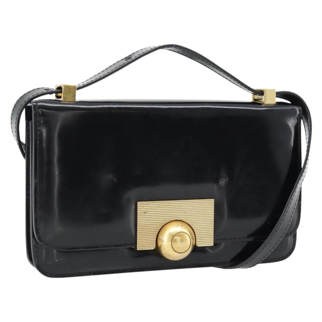 Bottega Veneta Black Leather Shoulder Bag with Gold Tone Hardware: Bottega Veneta Black Leather Shoulder Bag with Gold Tone Hardware Black leather shoulder bag with gold-tone accents, made in Italy. This women's bag includes an adjustable shoulder strap and is offere