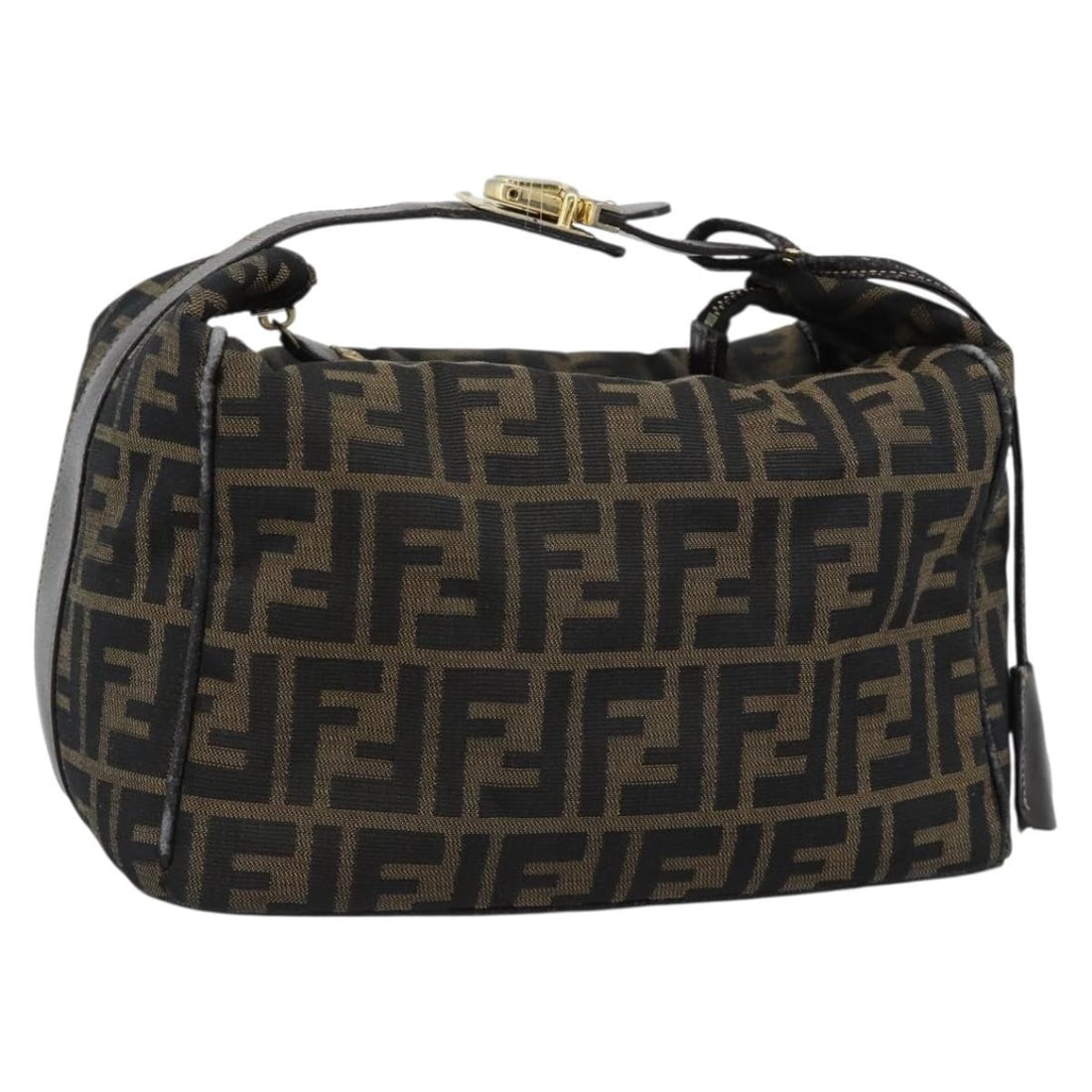 Fendi Zucca Canvas Satchel Black Brown with Key Clochette: Fendi Zucca Canvas Satchel Black Brown with Key Clochette Fendi Zucca canvas handbag in black and brown. Made in Italy, this bag includes a key and clochette accessory. The item is rated Rank C and sh