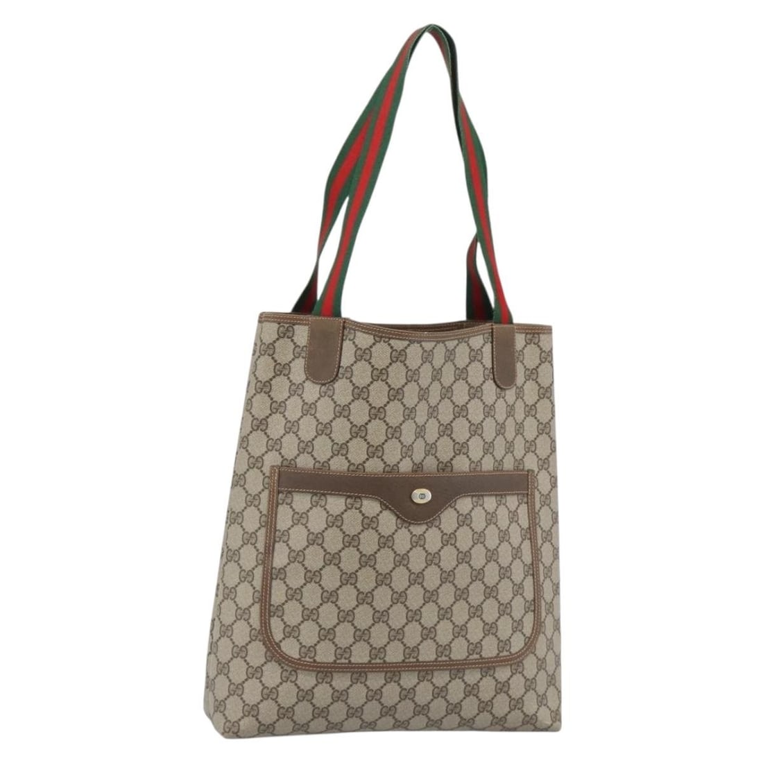 Gucci Sherry Line GG Supreme Beige PVC Leather Tote Bag: Gucci Sherry Line GG Supreme Beige PVC Leather Tote Bag Gucci GG Supreme Web Sherry Line tote bag in beige PVC leather and GG canvas, made in Italy. This women's tote bag measures approximately 12.2 x