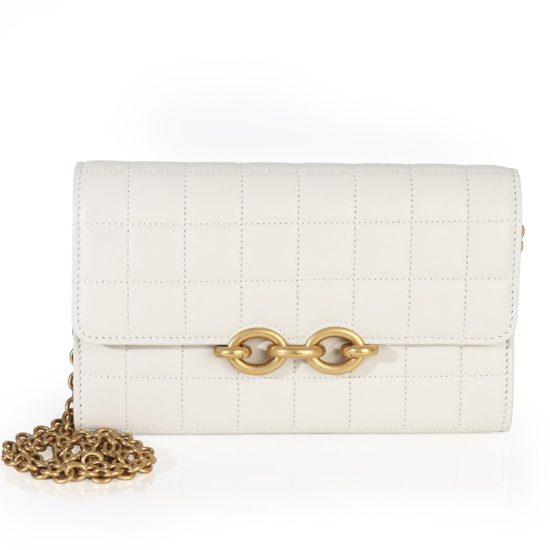 Le Maillon Wallet On Chain Leather Shoulder Bag by Saint Laurent: Le Maillon Wallet On Chain Leather Shoulder Bag by Saint Laurent This Saint Laurent Le Maillon Wallet On Chain features soft calfskin leather in a neutral color, complemented by gold-tone hardware and