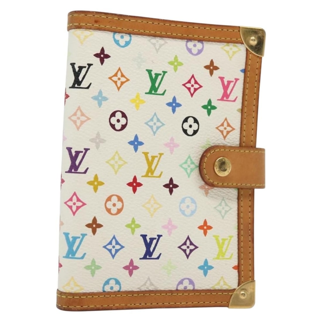 Louis Vuitton R21074 Multicolor Canvas PM Agenda Cover White: Louis Vuitton R21074 Multicolor Canvas PM Agenda Cover White Louis Vuitton Multicolor Agenda PM day planner cover in white Monogram Multicolor Canvas. It comes with a diary and ruler accessory, and wa