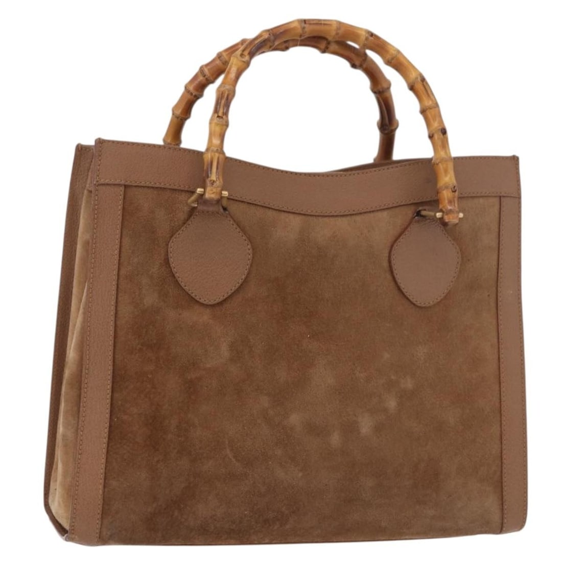 Gucci Bamboo Suede Handbag Brown Gold Tone 002 123 0250: Gucci Bamboo Suede Handbag Brown Gold Tone 002 123 0250 Gucci bamboo handbag in brown suede with gold-tone accents. Made in Italy, this handbag features a structured style and comes with the item show