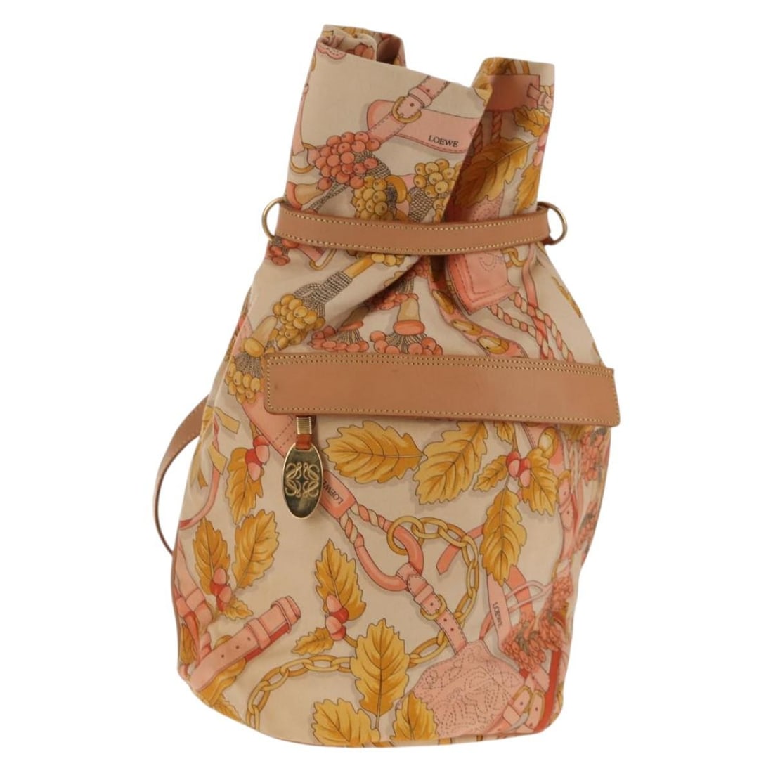 LOEWE Beige Pink Yellow Canvas Shoulder Bag Auth Italy: LOEWE Beige Pink Yellow Canvas Shoulder Bag Auth Italy This LOEWE shoulder bag showcases a stylish blend of beige, pink, and yellow canvas, crafted in Italy. With its versatile design, it is perfect f
