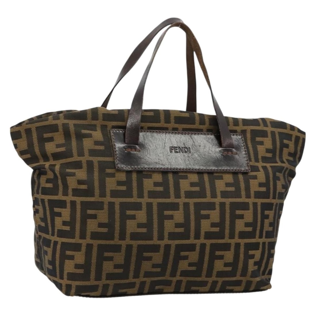 Fendi Zucca Canvas Handbag Black Brown Made in Italy: Fendi Zucca Canvas Handbag Black Brown Made in Italy Fendi Zucca canvas handbag in black and brown, made in Italy. The bag measures approximately 24 cm W x 20 cm H x 14 cm D, with a handle drop of app